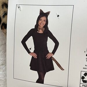 Leopard Cheetah Cat Costume Halloween Play Dress‎ Up 3 Piece Accessory Set